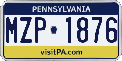 PA license plate MZP1876