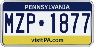 PA license plate MZP1877
