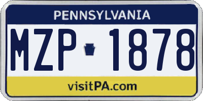 PA license plate MZP1878