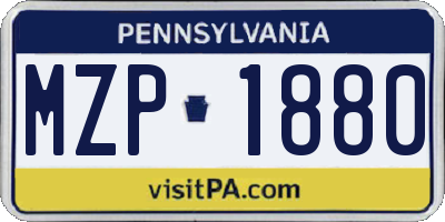 PA license plate MZP1880