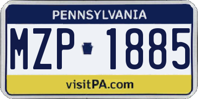 PA license plate MZP1885