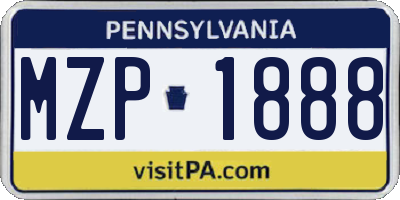 PA license plate MZP1888