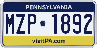 PA license plate MZP1892