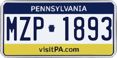 PA license plate MZP1893