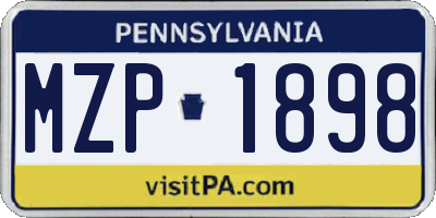 PA license plate MZP1898