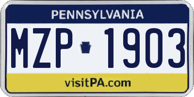 PA license plate MZP1903