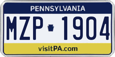 PA license plate MZP1904