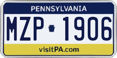 PA license plate MZP1906