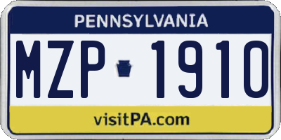 PA license plate MZP1910