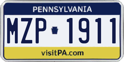 PA license plate MZP1911