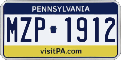 PA license plate MZP1912
