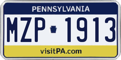 PA license plate MZP1913