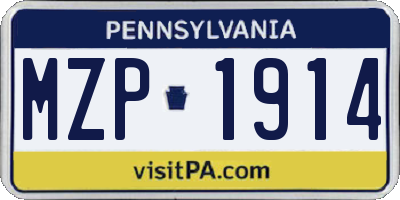 PA license plate MZP1914