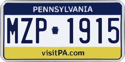 PA license plate MZP1915