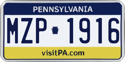 PA license plate MZP1916