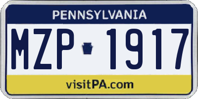 PA license plate MZP1917