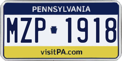 PA license plate MZP1918