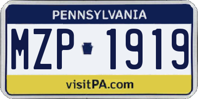 PA license plate MZP1919