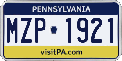 PA license plate MZP1921