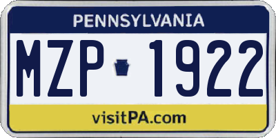 PA license plate MZP1922