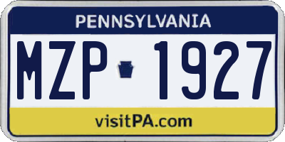 PA license plate MZP1927