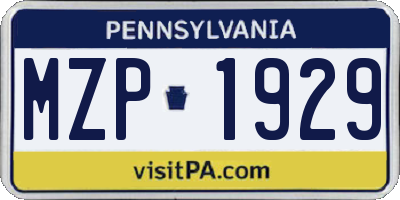 PA license plate MZP1929