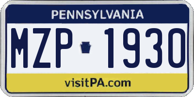 PA license plate MZP1930