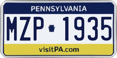 PA license plate MZP1935