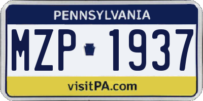 PA license plate MZP1937