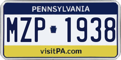 PA license plate MZP1938