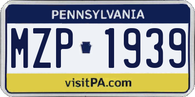 PA license plate MZP1939