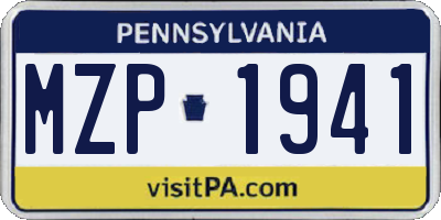 PA license plate MZP1941