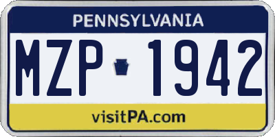 PA license plate MZP1942