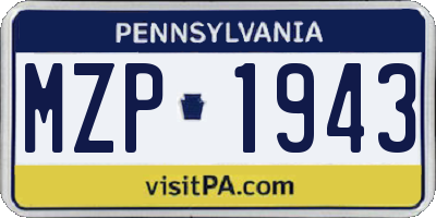 PA license plate MZP1943