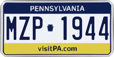 PA license plate MZP1944