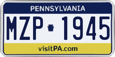 PA license plate MZP1945
