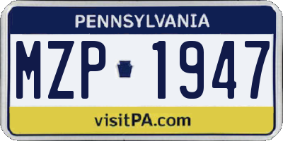 PA license plate MZP1947