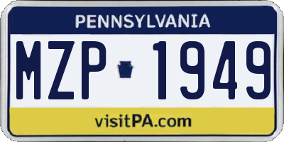 PA license plate MZP1949