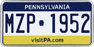 PA license plate MZP1952