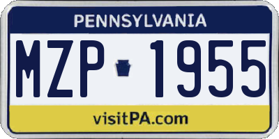 PA license plate MZP1955