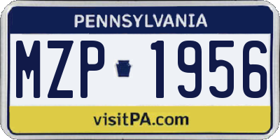 PA license plate MZP1956