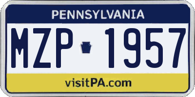 PA license plate MZP1957