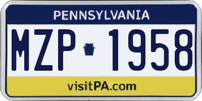 PA license plate MZP1958