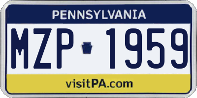 PA license plate MZP1959