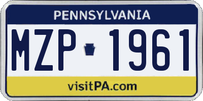 PA license plate MZP1961