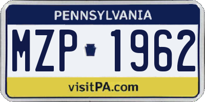 PA license plate MZP1962