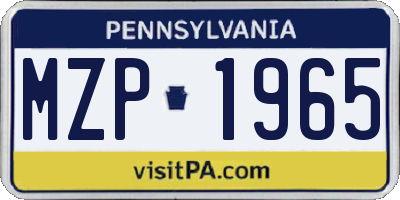 PA license plate MZP1965