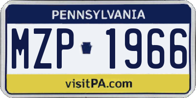 PA license plate MZP1966