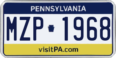 PA license plate MZP1968