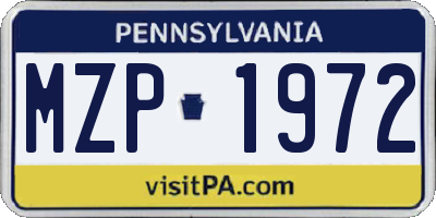 PA license plate MZP1972